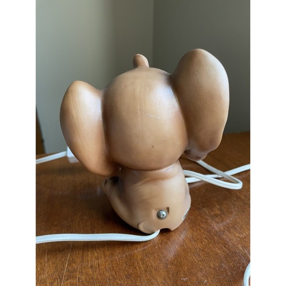 Vintage Josef Originals Ceramic Baby Elephant Pink Bow Night Light Lamp Trunk Up - Picture 6 of 12
